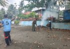 Babinsa Koramil 2502/Cijulang Bersama Aparat Desa Gelar Kerja Bakti Bersihkan Sampah di Pantai Muara Gatah